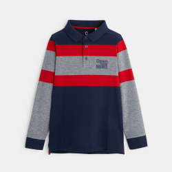 بلوزة ياقة قميص مخططة مع عبارة "Open your mind"